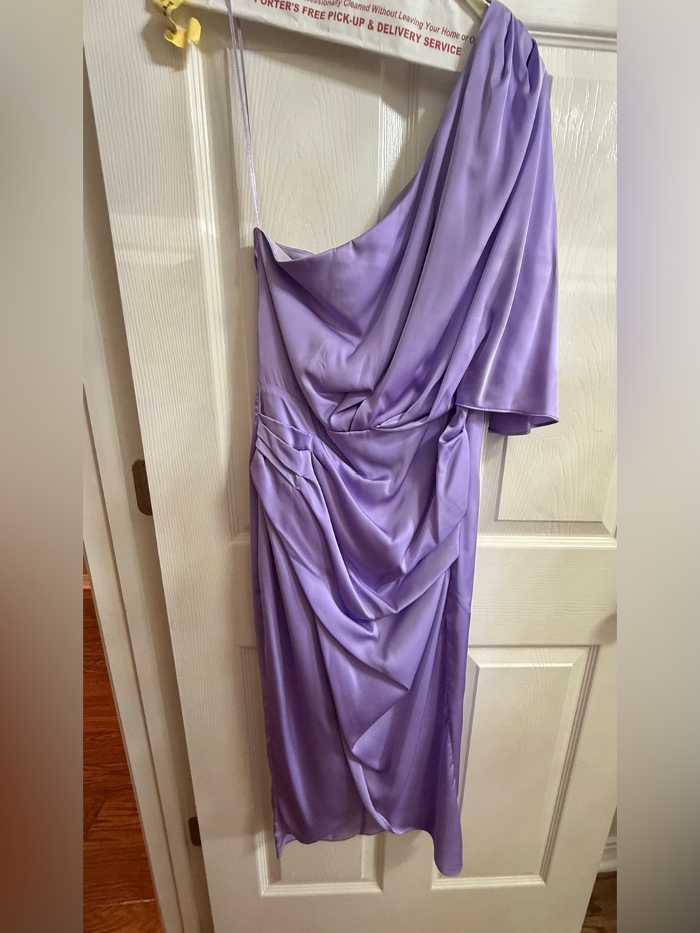DO+BE Lilac One-Shoulder Draped Satin Dress
